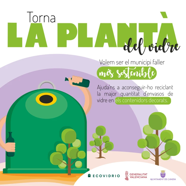 Ecovidrio y el Ayuntamiento de Gandia lanzan la campaña ‘La Plantà del Vidre’ para fomentar el reciclaje de este material en Fallas
