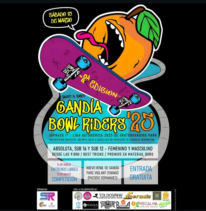 Gandia acoge la 1ª jornada de la Liga Autonómica de Skate con varios premios de 1.800€
