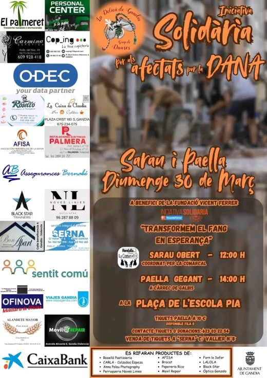 Gandia celebrará un evento solidario el 30 de marzo para ayudar a las personas afectadas por la Dana