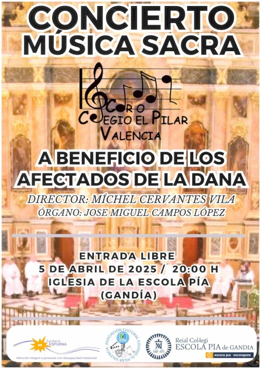 Música sacra para ayudar a familias afectadas por la Dana
