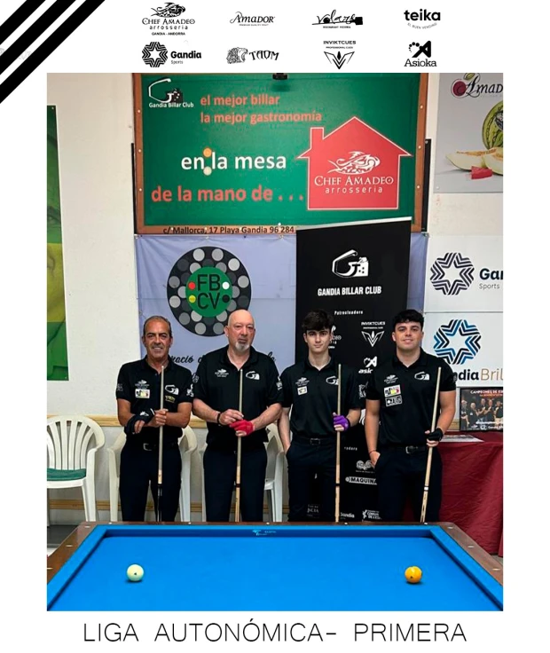 Fin de semana dorado para el Chef Amadeo Gandia Billar Club: título autonómico y destacada actuación en el Campeonato de España de Selecciones Autonómicas