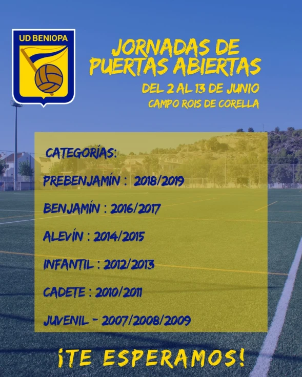 La UD Beniopa inicia sus jornadas de puertas abiertas para todos los amantes del fútbol
