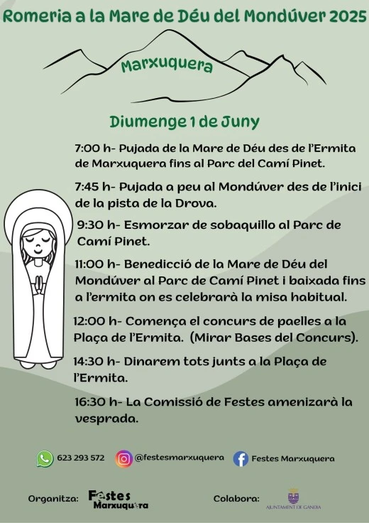 Marxuquera vivirá este domingo la romería a la Mare de Déu del Mondúver