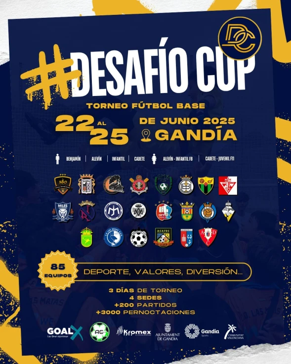 El 8º Desafío Cup llega a Gandia con 85 equipos y más de 200 partidos de fútbol base