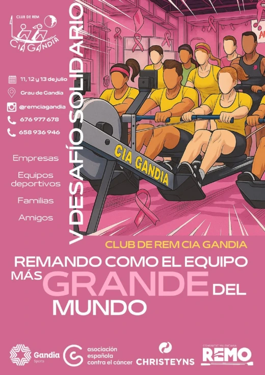 El Club Rem Grau Gandia calienta motores para el V Desafío Solidario de Remo contra el Cáncer Infantil