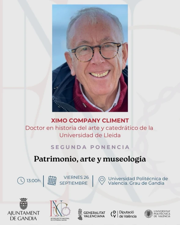 El historiador Ximo Company ofrecerá una conferencia sobre patrimonio y arte en el 36º Encuentro Nacional de Cofradías
