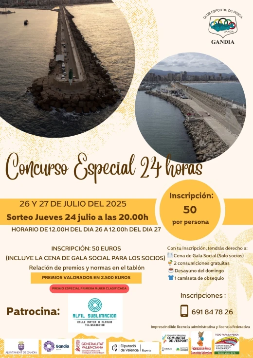 Gandia acoge el tradicional Concurso de Pesca de 24 Horas los días 26 y 27 de julio
