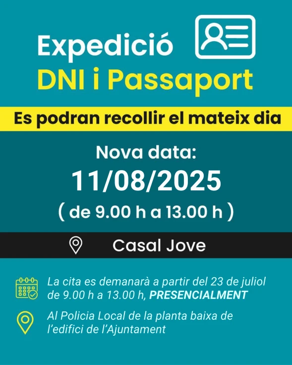 La Policía Nacional volverá a Oliva el 11 de agosto para tramitar DNI y pasaportes