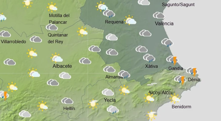Llegan las tormentas a la Safor a partir del mediodía