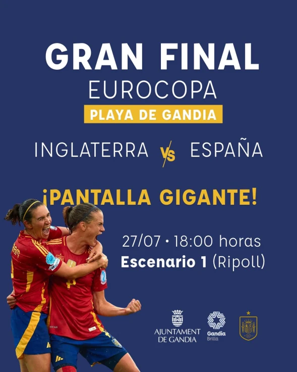 Gandia instalará una pantalla gigante en la playa para seguir la final de la Eurocopa femenina
