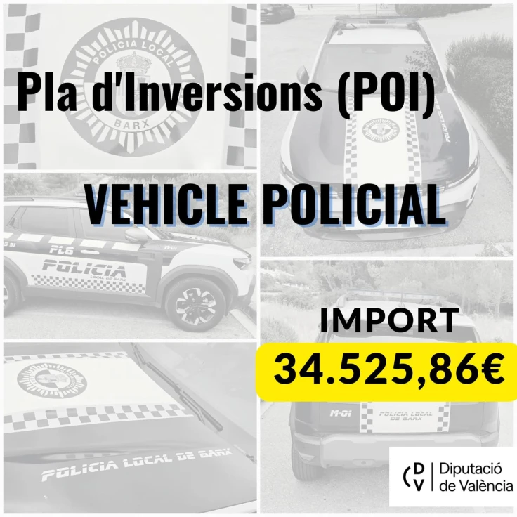 Barx recibe 34.525,86€ destinados a la adquisición de un nuevo vehículo para la Policía Local