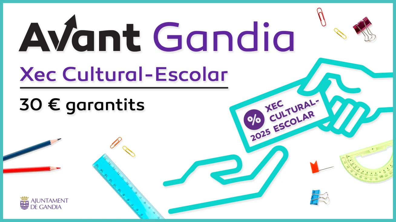 El Cheque Cultural Escolar de Gandia estará disponible a partir del 18 de agosto