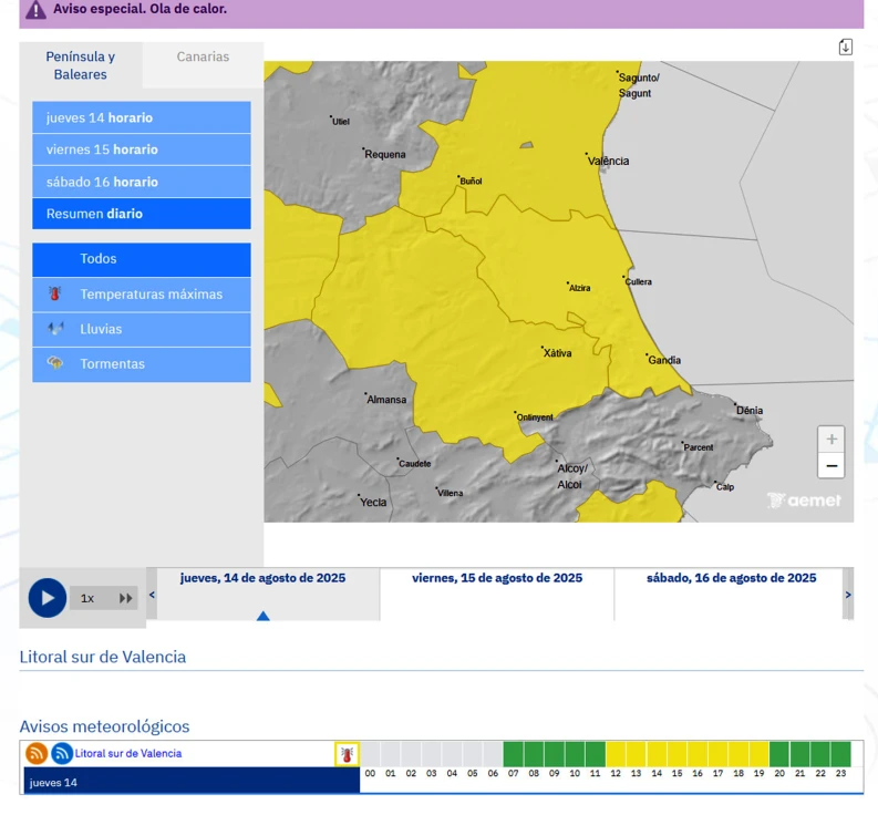 Sigue el calor en la Safor y se confirma el sábado con 40 grados y el domingo mínimas de 26 centígrados