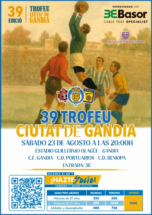 ¡Fútbol, fútbol, estadio Guillermo Olagüe! Hoy sábado... el 39 trofeo Ciudad de Gandia