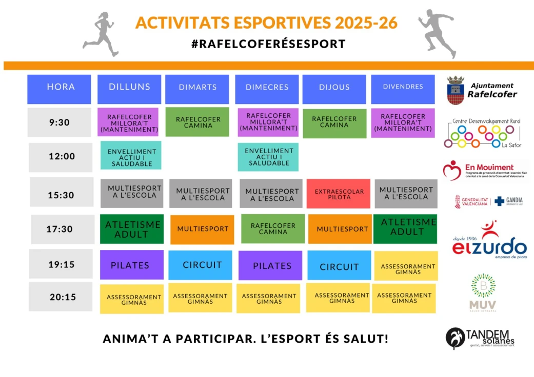 Rafelcofer abre las inscripciones para las actividades deportivas de la temporada 2025-26