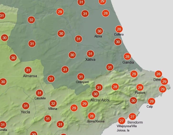 Viernes caluroso con 30 grados de máxima en la Safor