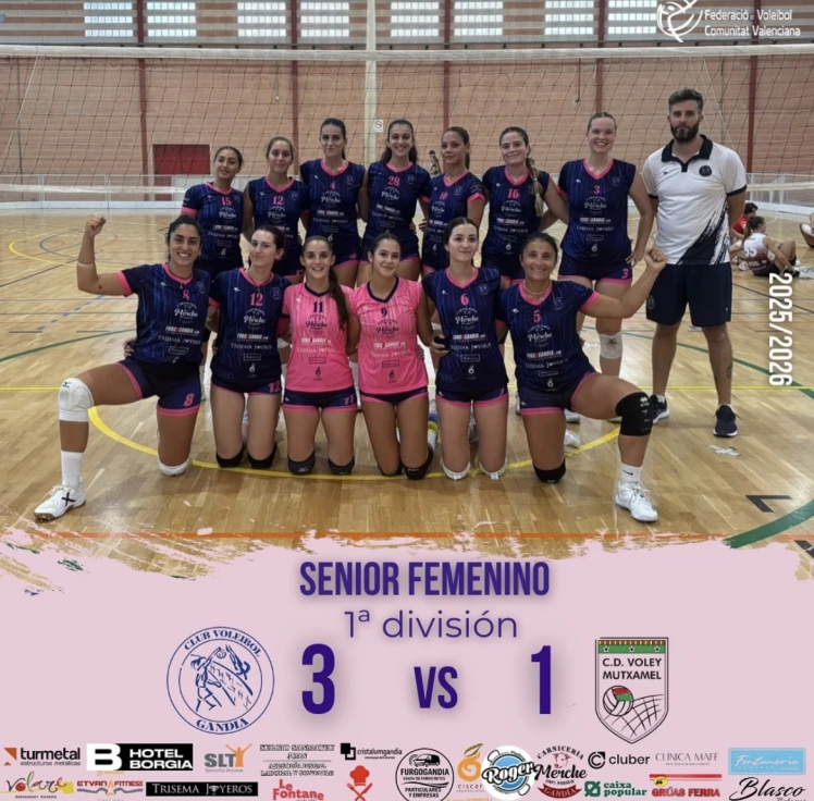 El equipo senior femenino del Club de Voley Gandia vence en su estreno como local