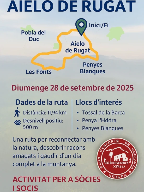 El CEM Corresendes de Xeresa organiza mañana una ruta senderista por la Vall d'Albaida