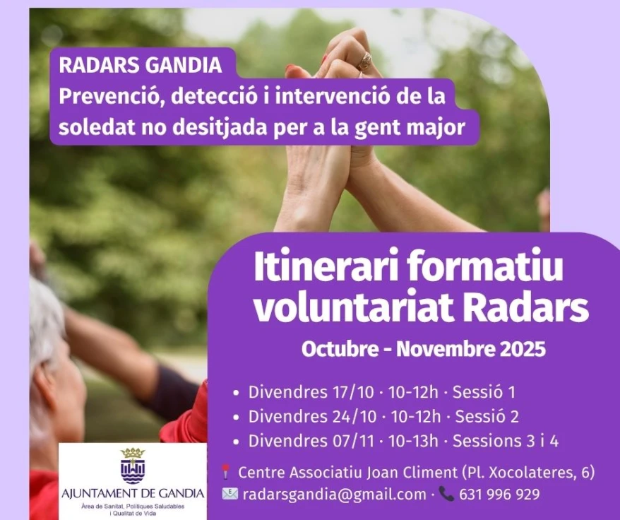 La soledad no deseada: ¿Quieres ser voluntario de Radars Gandia?