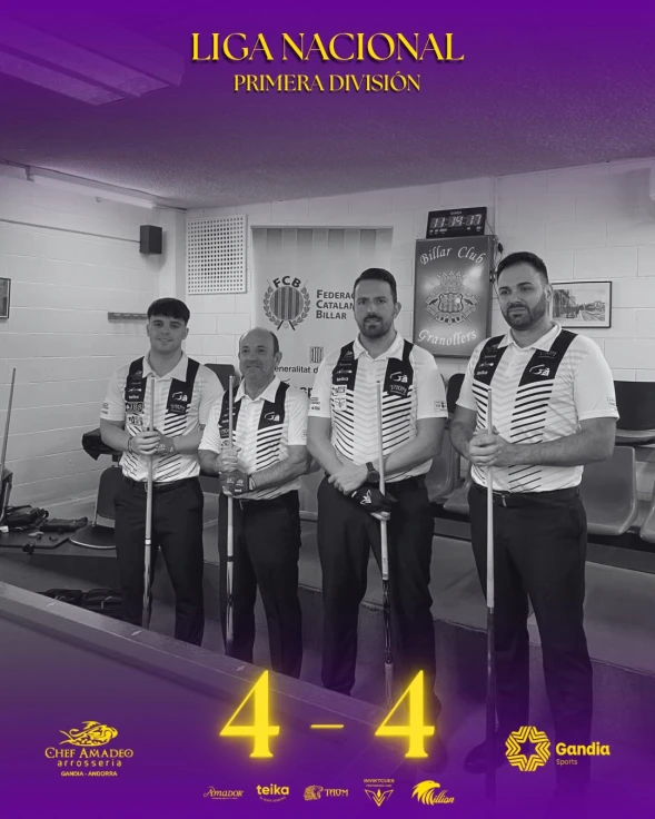 El equipo nacional del Chef Amadeo Gandia Billar Club empata en Granollers