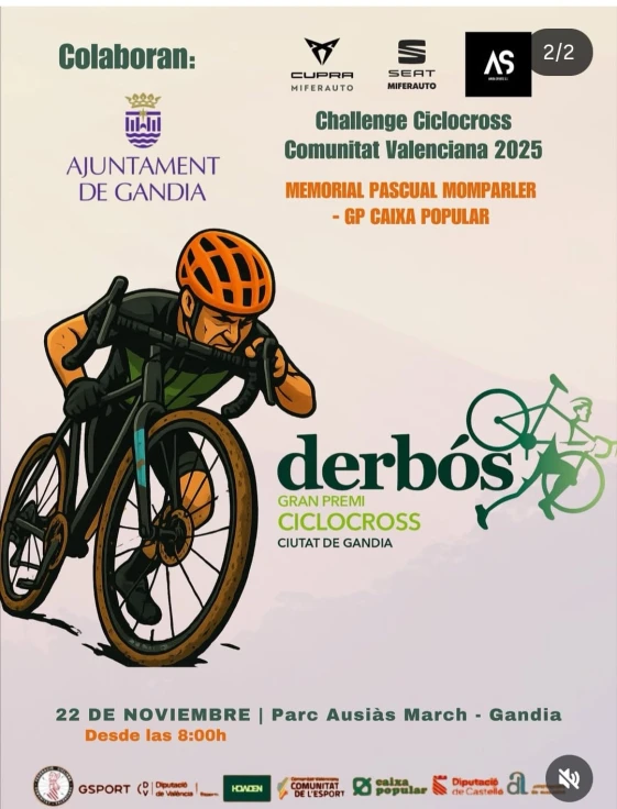 El Gran Premio Derbós de Ciclocross llega mañana a Gandia
