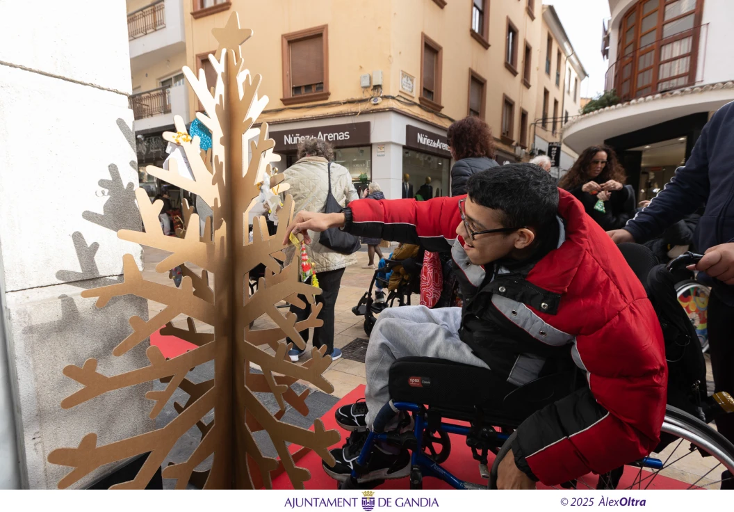 Gandia impulsa una ambientación navideña colaborativa con la instalación de 450 árboles y moquetas en el Centro Histórico
