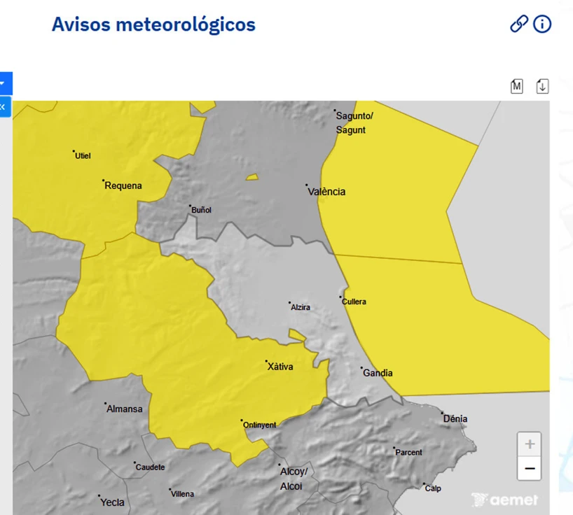 Alerta por fuertes vientos en la costa de la Safor y aumento de las máximas