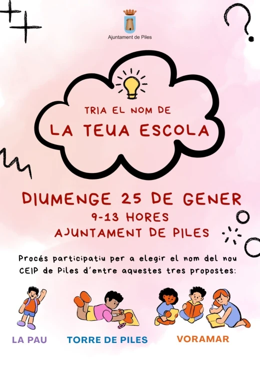 Piles celebrará una votación popular entre sus vecinos para elegir el nombre del futuro colegio