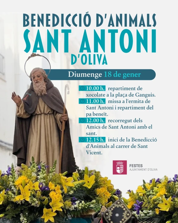 Oliva celebra, mañana domingo, la tradicional bendición de animales de Sant Antoni