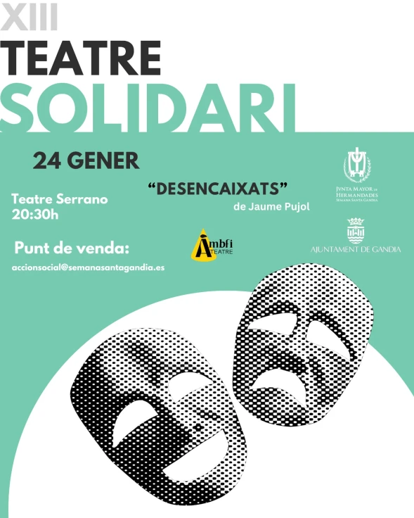 La Semana Santa de Gandia reafirma su compromiso social con la XIII edición, este sábado, del Teatre Solidari