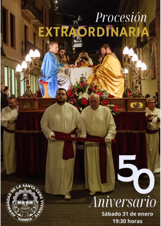 La Hermandad de la Santa Cena de Gandia celebra su 50º aniversario con una procesión extraordinaria