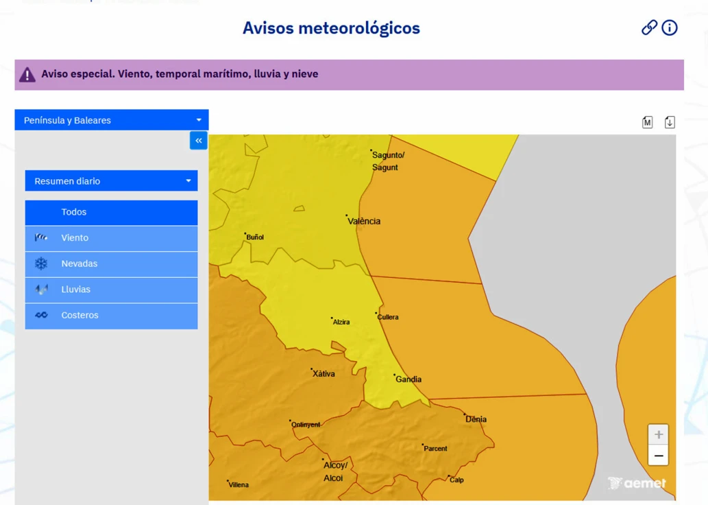El fuerte viento será el protagonista hoy en la Safor con posibilidad de chubascos y temperaturas sin cambios