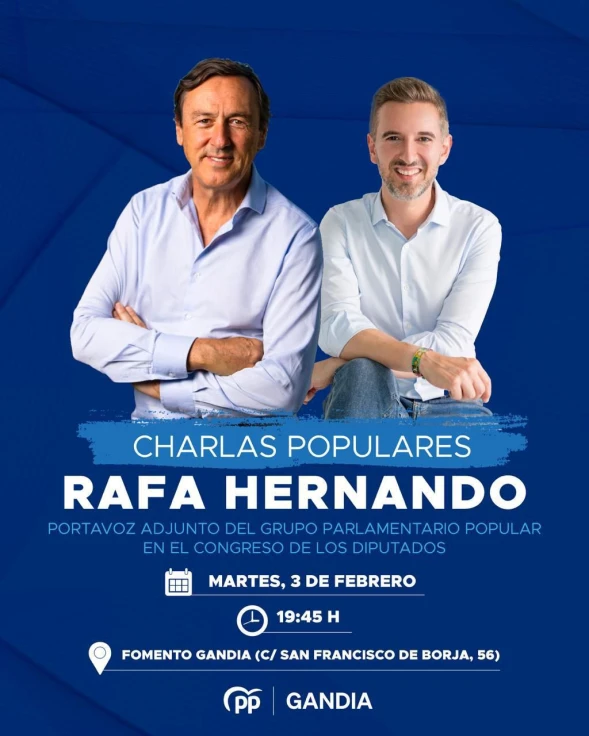 El Partido Popular de Gandia organiza una charla abierta con Rafael Hernando
