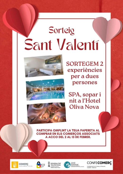 Los Comercios de Oliva celebran el Día de los Enamorados sorteando dos experiencias románticas en Oliva Nova Beach & Golf Hotel