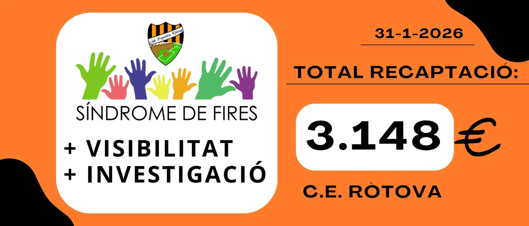 El CE Ròtova recauda 3.148 € para la Asociación Síndrome de FIRES