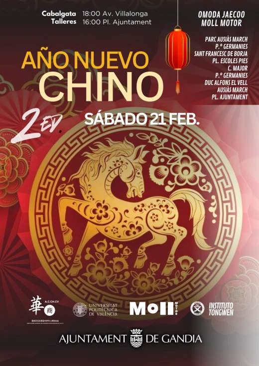 Gandia acoge este sábado los actos de celebración del Año Nuevo Chino con una gran cabalgata