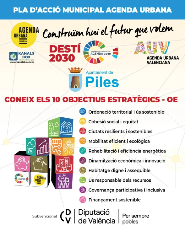 Piles recibe 7.500€ de la Diputació para impulsar su Plan de Acción de la Agenda Urbana