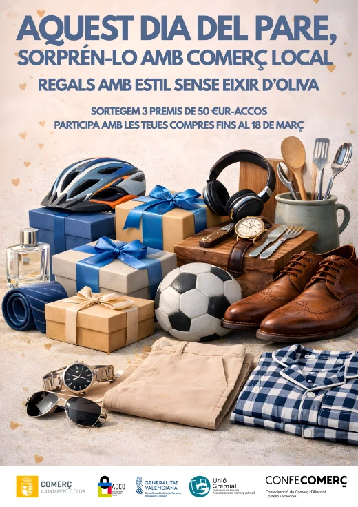 La Asociación de Comerciantes de Oliva lanza una campaña especial por el Día del Padre