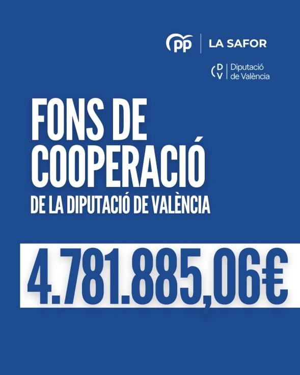 El PP de la Safor pone en valor la apuesta de Vicent Mompó por la comarca con una nueva inyección de 4,7 millones de euros del Fondo de Cooperación Municipal