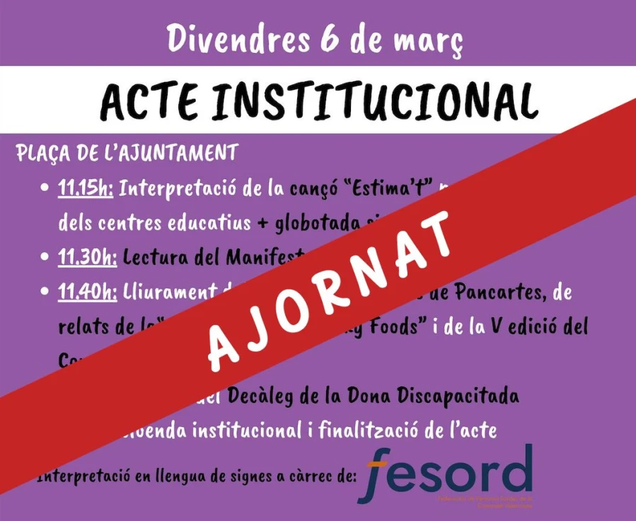 Gandia suspende los actos al aire libre del Día de la Mujer excepto la  comida