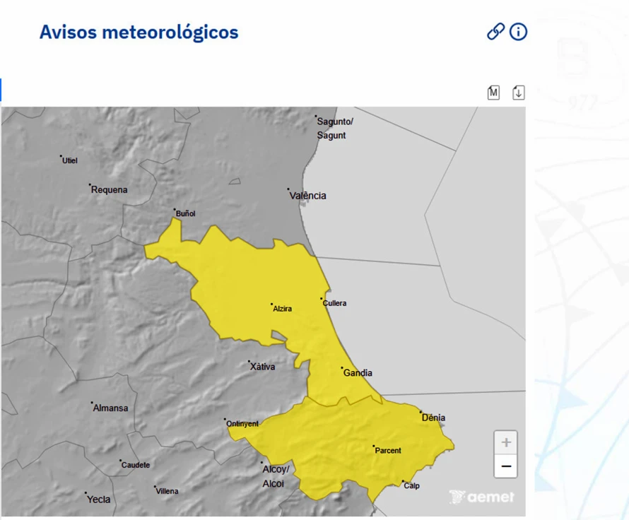 Lluvia hasta primeras horas de la tarde de hoy miércoles en la Safor