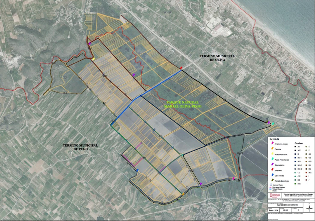 La Generalitat avanza en la concentración parcelaria del marjal Oliva-Pego