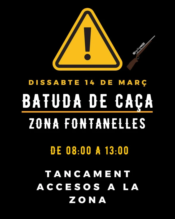 Villalonga avisa de una batida de caza mañana sábado