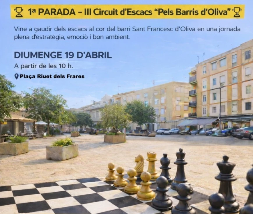 Oliva celebra una jornada de ajedrez en el barrio de Sant Francesc con dos torneos simultáneos