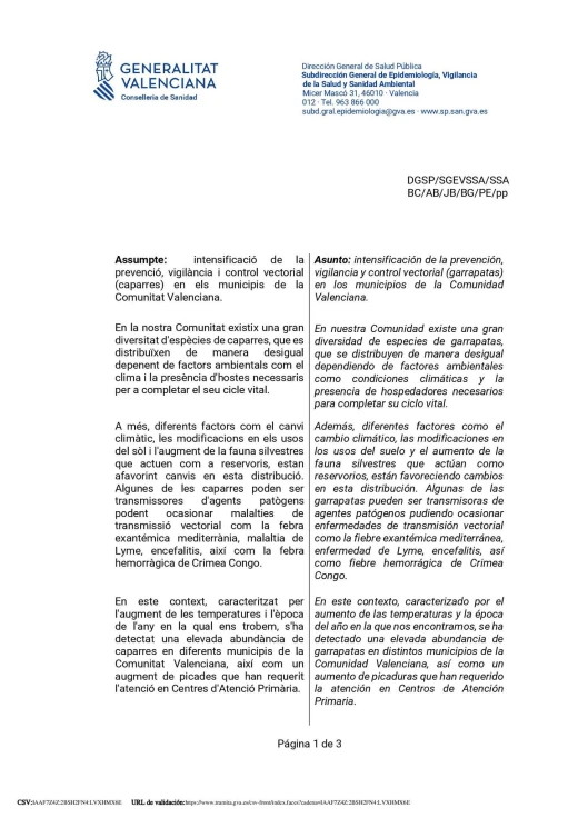 Ador activa medidas preventivas tras la detección de una plaga de garrapatas