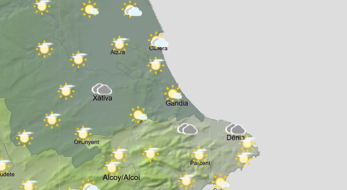 Jornada de calor y cielos nubosos en la Safor
