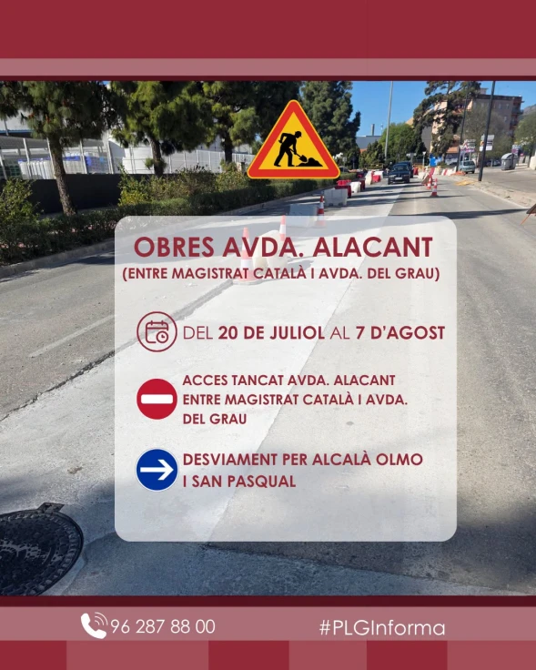 Gandia cierra parcialmente al tránsito la Avda de Alicante y del Grau