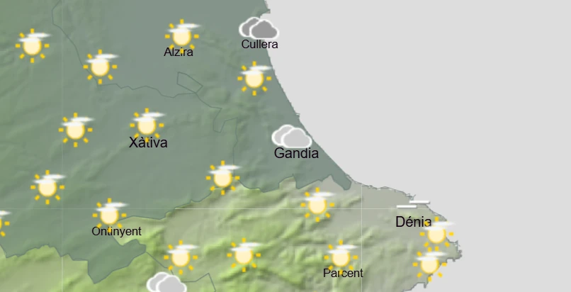 Siguen los cielos nubosos y los avisos por calor en la Safor