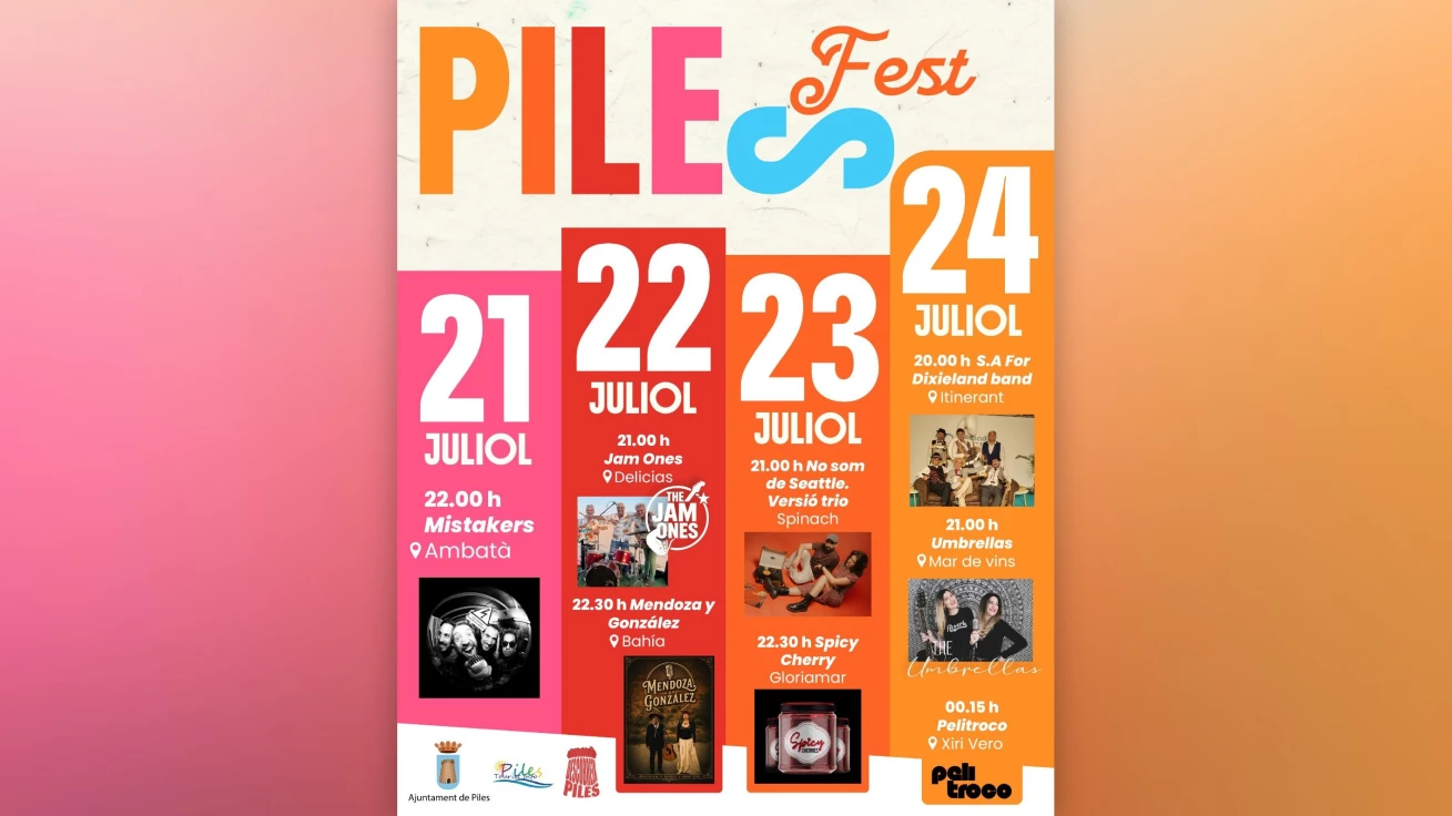 Programación de conciertos para el Piles Fest 2026
