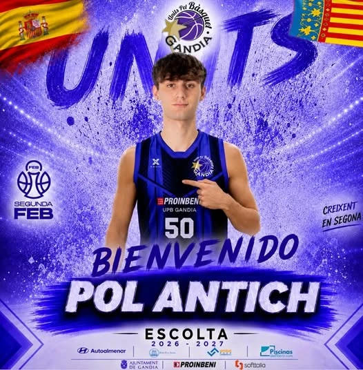 Units Pel Bàsquet Gandia ficha al escolta Pol Antich para la temporada 2026/27